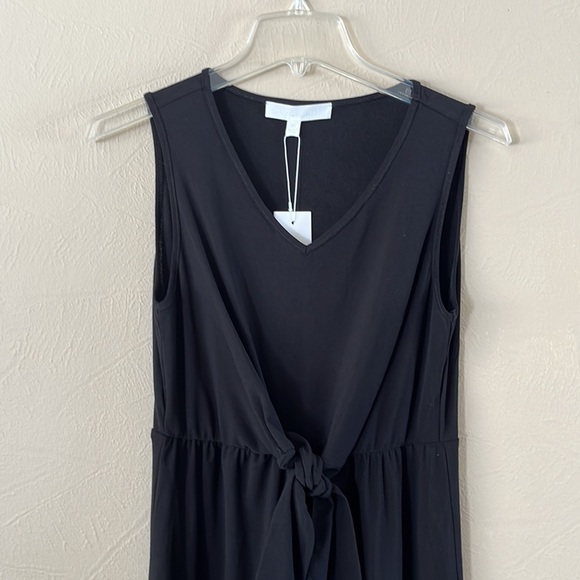 NWT Adyson Parker Tie-Waist Midi Knotted Sash Sheath Black Dress XS - Picture 2 of 14